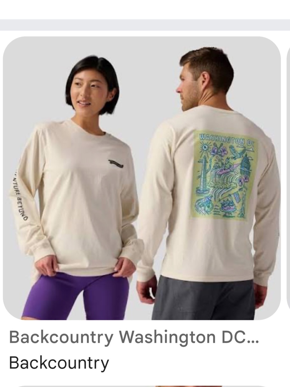Unisex Backcountry Washington DC Graphic Long-Sleeve Shirt - Cream